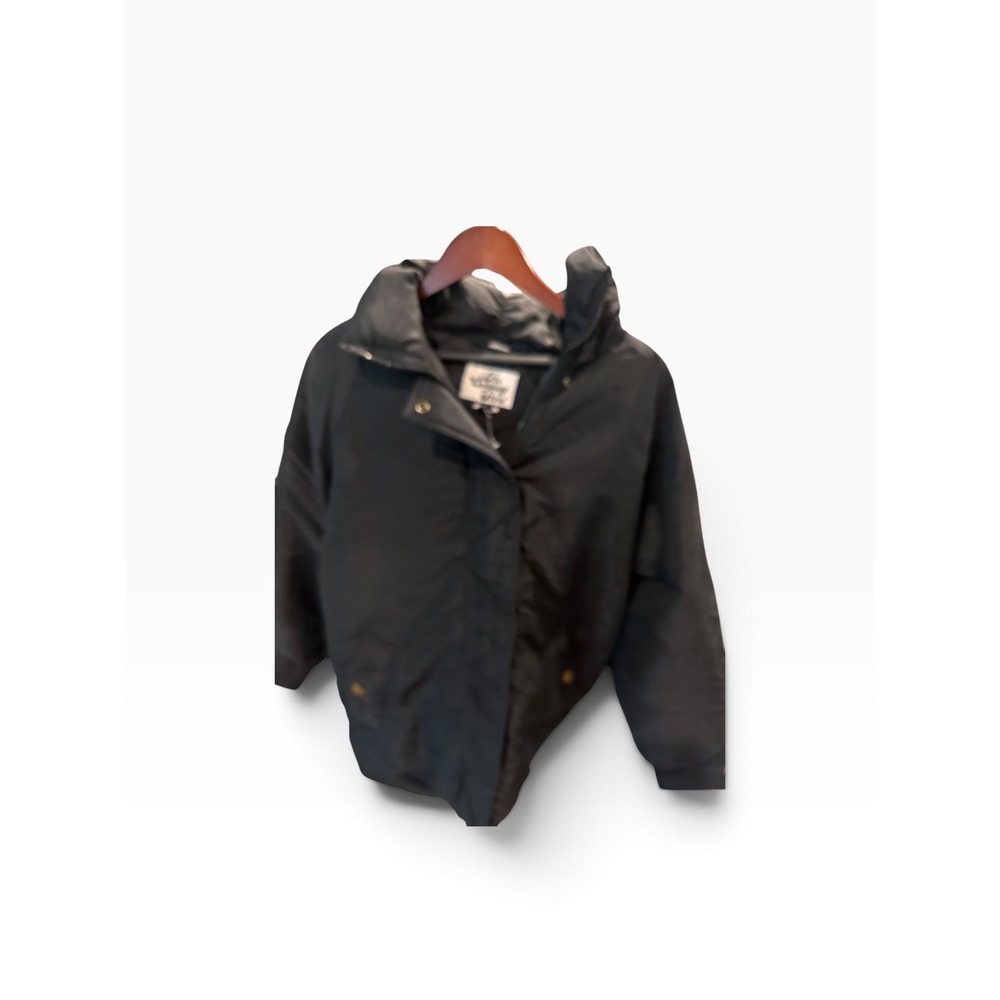 The Company Store Mens Black Down Puffer Jacket Hooded Full Zip Coat Size M